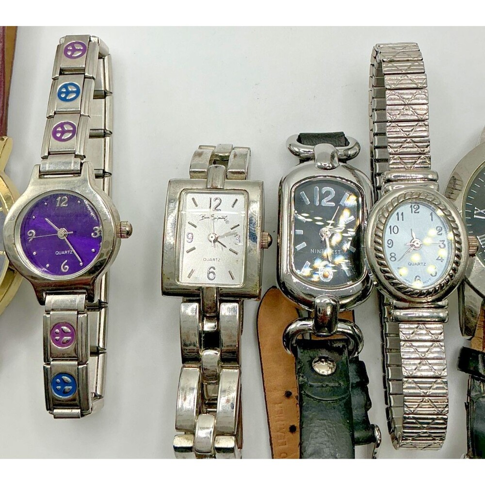 Vintage Modern Watch Quartz Lot 7 Silver Tone For repair or parts not working